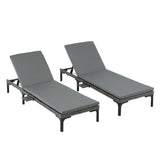 Gardeon 2PC Sun Lounger PE Rattan Recliners with Cup Holder Cushion Rain Cover