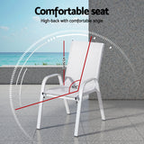 Gardeon 4PC Outdoor Dining Chairs Stackable Lounge Chair Patio Furniture White