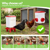 Giantz 8kg Chicken Feeder and 7L Waterer Set Large Capacity Poultry Drinker Kit In Australia - Darrahopens