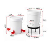 Giantz 20L X2 Chicken Feeder Waterer Set Automatic Poultry Dispenser Metal Stand In Australia - Darrahopens