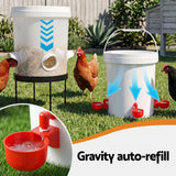 Giantz 20L X2 Chicken Feeder Waterer Set Automatic Poultry Dispenser Metal Stand In Australia - Darrahopens