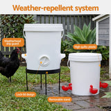 Giantz 20L X2 Chicken Feeder Waterer Set Automatic Poultry Dispenser Metal Stand In Australia - Darrahopens