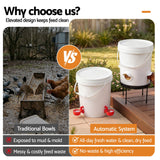 Giantz 20L X2 Chicken Feeder Waterer Set Automatic Poultry Dispenser Metal Stand In Australia - Darrahopens
