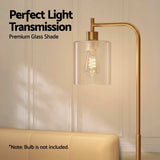 Artiss Floor Lamp Modern Industrial Standing Light with Clear Glass Shade, GoldMetal Tall Lamp for Living Room, Bedroom & Office, Anti-Tipping Weighted Base & Foot Switch (Bulb Not Included)