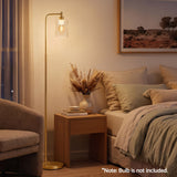 Artiss Floor Lamp Modern Industrial Standing Light with Clear Glass Shade, GoldMetal Tall Lamp for Living Room, Bedroom & Office, Anti-Tipping Weighted Base & Foot Switch (Bulb Not Included)