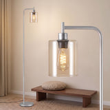 Artiss Floor Lamp Modern Industrial Standing Light with Clear Glass Shade, Silver Metal Tall Lamp for Living Room, Bedroom & Office, Anti-Tipping Weighted Base & Foot Switch (Bulb Not Included) In Australia - Darrahopens