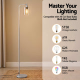 Artiss Floor Lamp Modern Industrial Standing Light with Clear Glass Shade, Silver Metal Tall Lamp for Living Room, Bedroom & Office, Anti-Tipping Weighted Base & Foot Switch (Bulb Not Included)