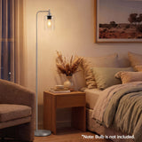 Artiss Floor Lamp Modern Industrial Standing Light with Clear Glass Shade, Silver Metal Tall Lamp for Living Room, Bedroom & Office, Anti-Tipping Weighted Base & Foot Switch (Bulb Not Included)