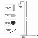 Artiss Floor Lamp Modern Industrial Standing Light with Clear Glass Shade, Silver Metal Tall Lamp for Living Room, Bedroom & Office, Anti-Tipping Weighted Base & Foot Switch (Bulb Not Included)