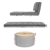 Artiss Recliner Adjustable Floor Chaise Lounge & Ottoman Foot Rest Grey Set