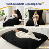 Artiss 3-in-1 Bean Bag Chair for Living Room Convertible Floor Sofa Dark Grey