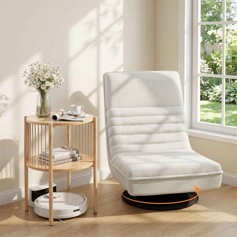 Artiss Floor Lounge Folding Swivel Sofa Chair and 2 Tier Round End Side Table Set