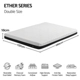 Giselle 18cm Double Memory Foam Mattress Dual Feel Reversible Charcoal Foam