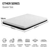 Giselle 18cm Queen Memory Foam Mattress Dual Feel Reversible Charcoal Foam