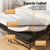 Giselle Double Folding Bed with Mattress 4 Fold Metal Frame Guest Bed Bamboo Cover In Australia - Darrahopens
