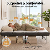 Giselle Queen Folding Bed with Mattress 4 Fold Metal Frame Guest Bed Bamboo Cover In Australia - Darrahopens