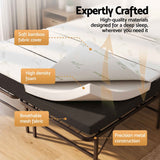 Giselle Queen Folding Bed with Mattress 4 Fold Metal Frame Guest Bed Bamboo Cover In Australia - Darrahopens
