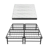 Giselle Queen Folding Bed with Mattress 4 Fold Metal Frame Guest Bed Bamboo Cover