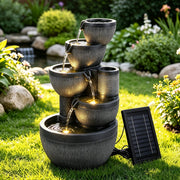 Gardeon Solar Fountain Water Feature 5-Tier Cascading Bowl Grey 51cm