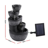 Gardeon Solar Fountain Water Feature 5-Tier Cascading Bowl Grey 51cm