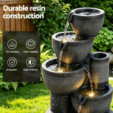 Gardeon Solar Fountain Water Feature 5-Tier Cascading Bowl Grey 51cm
