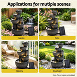 Gardeon Solar Fountain Water Feature 5-Tier Cascading Bowl Grey 51cm