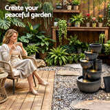 Gardeon Solar Fountain Water Feature 5-Tier Cascading Bowl Grey 51cm