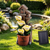 Gardeon Solar Fountains Water Features 4-Tier Cascading Flower Bowls 55cm