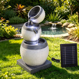 Gardeon Solar Fountain 3 Levels Cascading Bowl Water Feature 52cm Grey In Australia - Darrahopens