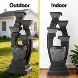 Gardeon Solar Fountain Water Feature Outdoor Fountain Indoor 5-Tier Bowl Cascading Grey