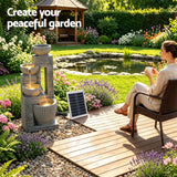 Gardeon Solar Fountains Water Features Cascading Design Polyresin 80cm Grey