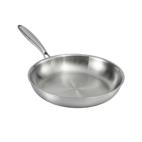 5-Star Chef 30cm Stainless Steel Frying Pan Uncoated Frypan with Tri-Ply Body Silver