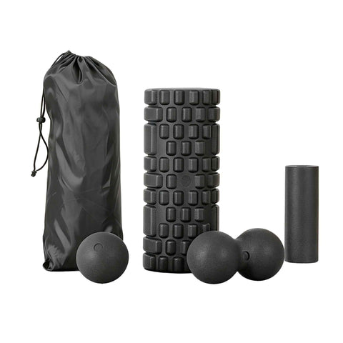 Everfit Foam Roller Set 4 in 1 Grid High Density Massager for Deep Tissue Trigger Point Myofascial Release Back Pain Muscle Recovery Gym Home Fitness Equipment with Storage Bag Supports 150kg