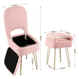 Artiss Storage Ottoman Vanity Stool Foot Stool Folding Back Pink