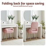 Artiss Storage Ottoman Vanity Stool Foot Stool Folding Back Pink