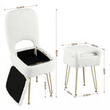Artiss Storage Ottoman Vanity Stool Foot Stool Folding Back White