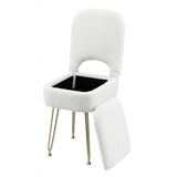 Artiss Storage Ottoman Vanity Stool Foot Stool Folding Back White