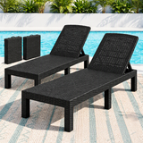 Gardeon 2X Foldable Sun Lounges Outdoor Recliner Patio Beach Chair Rattan Black In Australia - Darrahopens
