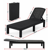 Gardeon 2X Foldable Sun Lounges Outdoor Recliner Patio Beach Chair Rattan Black In Australia - Darrahopens