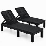 Gardeon 2X Foldable Sun Lounges Outdoor Recliner Patio Beach Chair Rattan Black