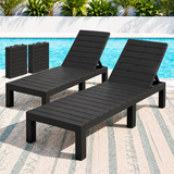 Gardeon 2X Foldable Sun Lounges Outdoor Recliner Patio Beach Chair Slatted Black In Australia - Darrahopens