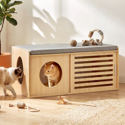 Artiss Pet Ottoman Footrest Bench with MDF Frame 100kg Capacity Natural In Australia - Darrahopens