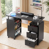 Artiss Manicure Table Nail Desk with Built-in Dust Collector Beauty Salon Station Drawers Shelves Wrist Cushion Wheels Black In Australia - Darrahopens