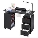 Artiss Manicure Table Nail Desk with Built-in Dust Collector Beauty Salon Station Drawers Shelves Wrist Cushion Wheels Black In Australia - Darrahopens