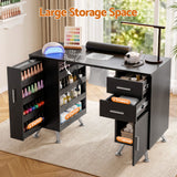 Artiss Manicure Table Nail Desk with Built-in Dust Collector Beauty Salon Station Drawers Shelves Wrist Cushion Black