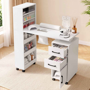 Artiss Manicure Table Nail Desk with Built-in Dust Collector Beauty Salon Station Drawers Shelves Wrist Cushion White In Australia - Darrahopens