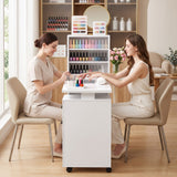 Artiss Manicure Table Nail Desk with Built-in Dust Collector Beauty Salon Station Drawers Shelves Wrist Cushion White