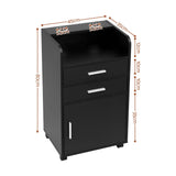 Artiss Professional Salon Station Rolling Cart, Hair Styling Beauty Cabinet with 2 Drawers & 2 Appliance Holders, Wood Barber Spa Trolley with 360° Wheels for Skincare & Vanity, Black