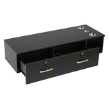 Artiss Wall Mounted Salon Station Cabinet, Hair Styling Station with 2 Lockable Drawers & 3 Appliance Holders, Wooden Barber Spa Equipment for Vanity, Black