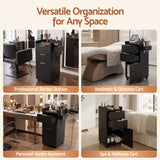 Artiss Professional Salon Station Rolling Cart, Hair Styling Beauty Cabinet with 2 Drawers, Large Supply Cabinet & 3 Appliance Holders, Wood Barber Spa Trolley with 360° Wheels for Skincare & Vanity, Black